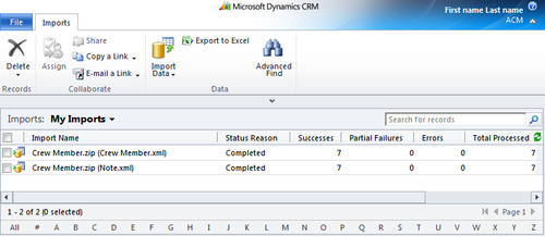 Data import using ZIP file