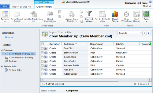 Data import using ZIP file