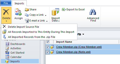 Data import using ZIP file