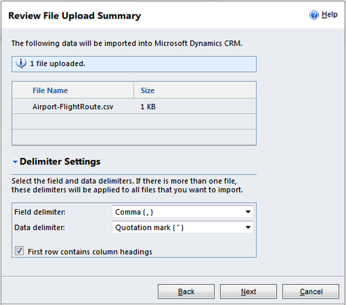 Data import using Data Map