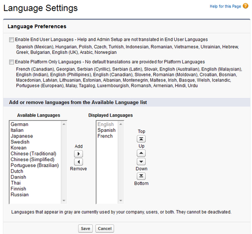 Language Settings