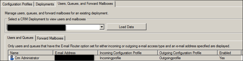 Configuring users, queues, and the forward mailbox