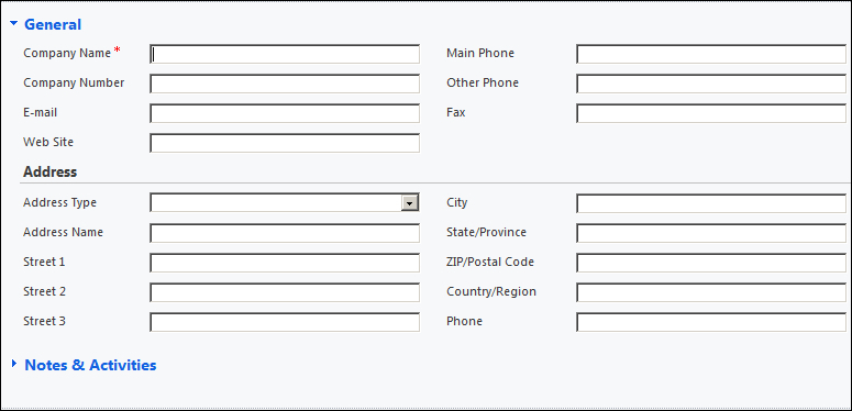 Account form design