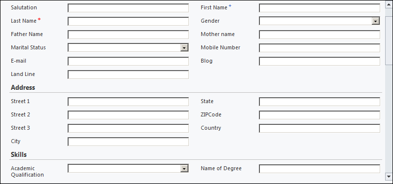 Candidate form design