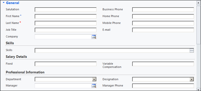 Employee form design