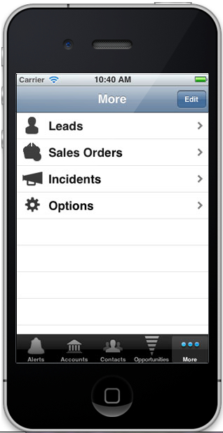 Mobile Edge for Microsoft Dynamics CRM on iPhone