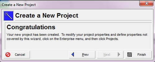 Creating a new project using the New Project Wizard