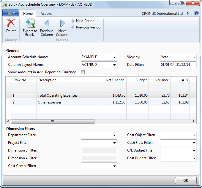 Account schedules