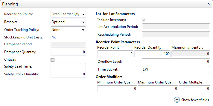 New planning parameters