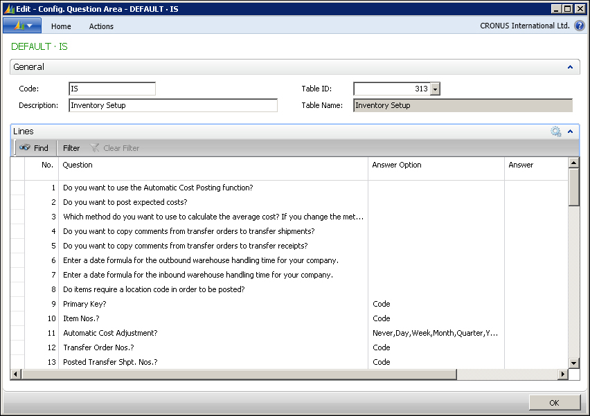 Creating a configuration questionnaire