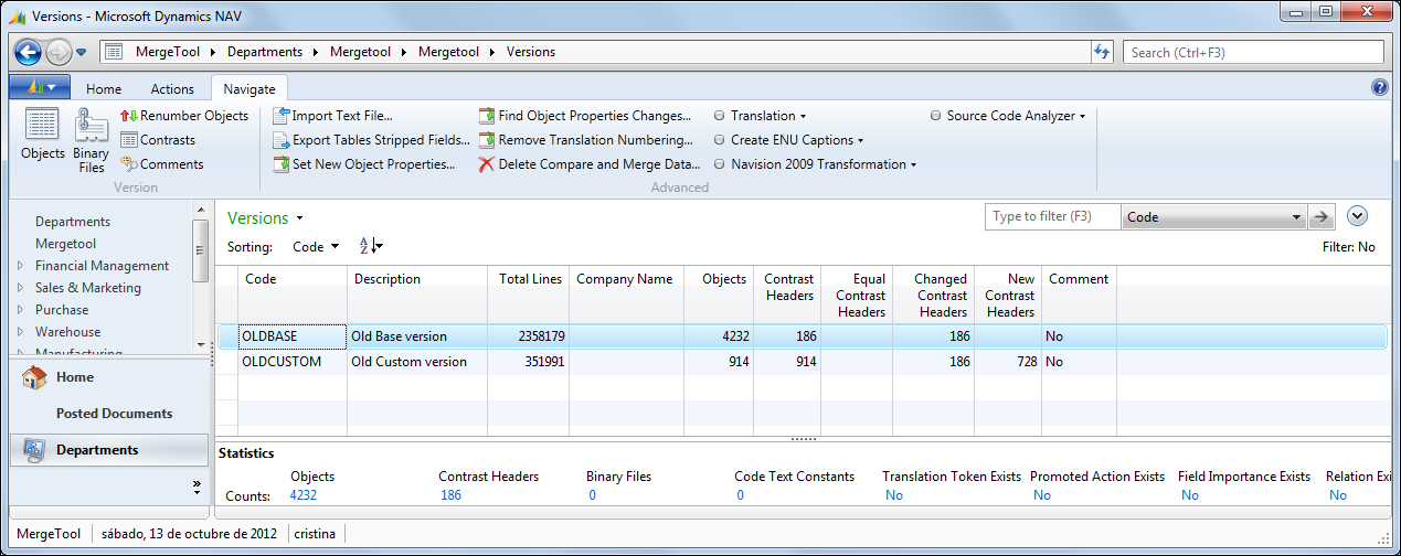 Importing the old custom version