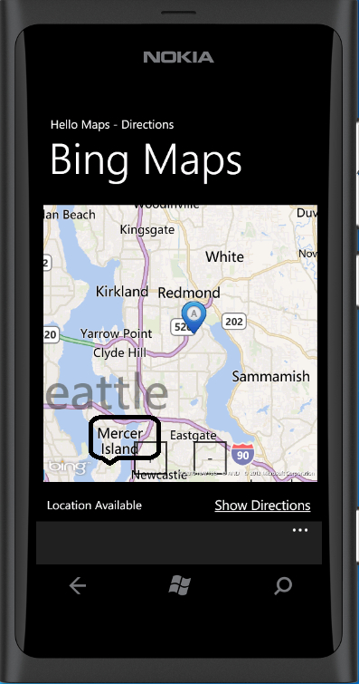 Using directions with Bing Maps directions task