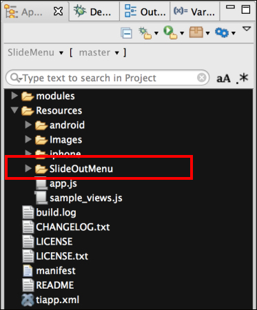 Adding the Slideout Menu module to your project