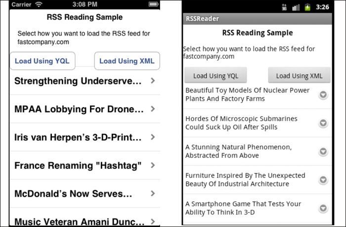 Consuming RSS feeds