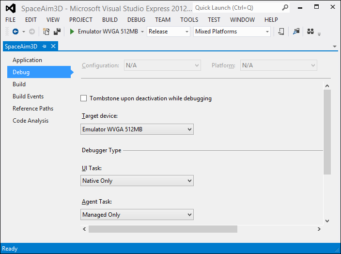 Native part debugging