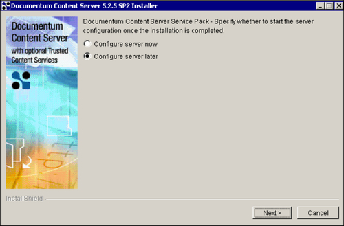 5.3 Installing Content Server 5.2.5 SP2