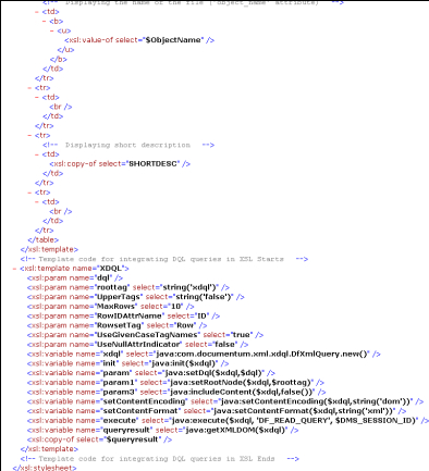 15.5 XDQL Example in XSL Stylesheet