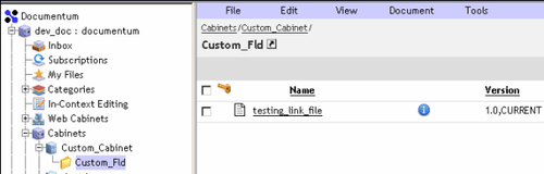 23.4 Creating and Linking a File in a Docbase Cabinet