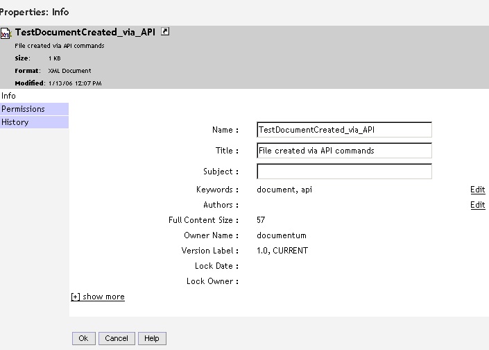 26.2.4.5 Saving the Document Object in the Docbase