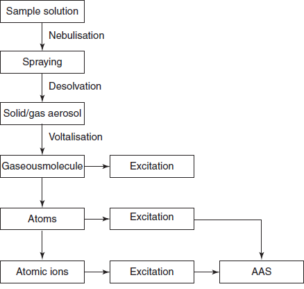 Steps involved in the atomic absorption spectroscopy