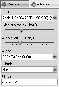 Custom profiles available in DVD to Apple TV Converter.