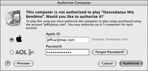 Enter your Apple ID to play protected tracks.
