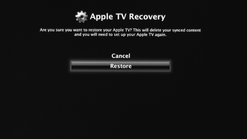 The Apple TV gives you one last chance to reconsider before erasing everything.