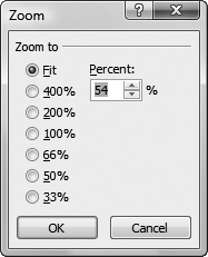 If you prefer an old-style dialog to set your Zoom level, click the Zoom percentage next to the Zoom slider.