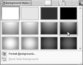 The Background Styles gallery provides a selection of gradient backgrounds, but you’re not limited to them.