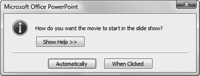 PowerPoint will play the movie automatically or at your command.