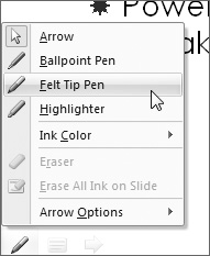 Choose from various weights and colors for your annotations in the Ink tool menu.