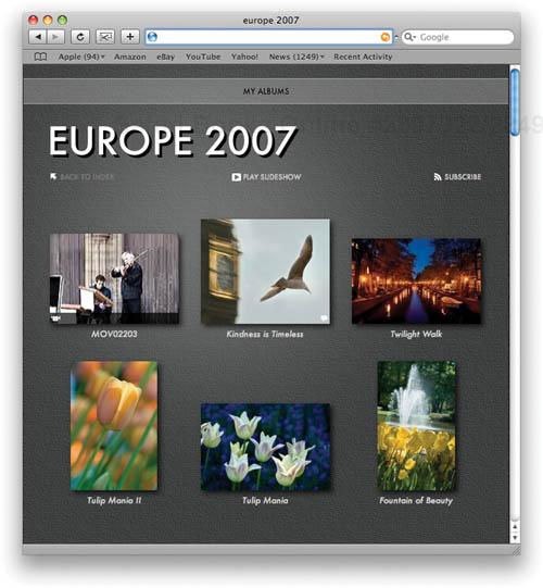 Creating a Photos Page within iPhoto