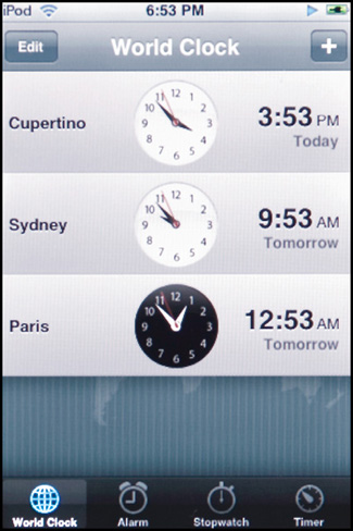 Using the Other iPod touch Clock Features