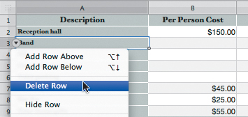 Editing Data in a Table