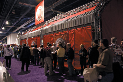 RED’s Booth at NAB 2007 became a popular destination for enthusiasts and skeptics alike.