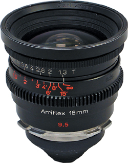 A Zeiss 9.5mm focal length T1.3 16mm Arriflex lens.
