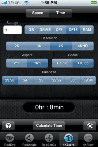 The iSee4K application for iPhone helps make RED calculations easier.