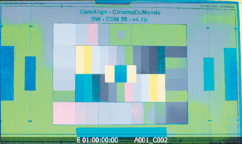 A color chart used to set exposure with False Color.