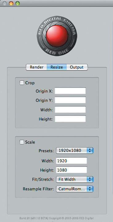 REDrushes Output tab.