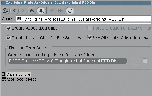 Selecting the Media Composer sequence to conform in DS.