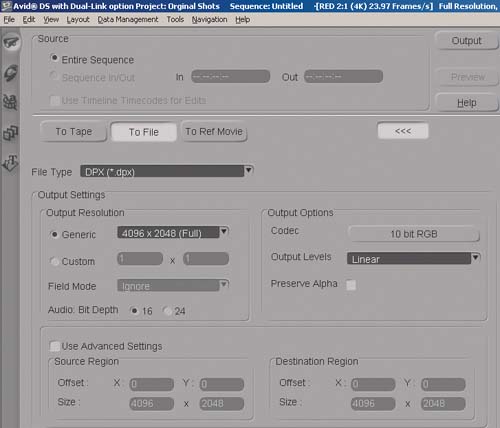 Setting up DPX output in DS.