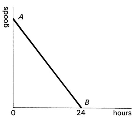 Figure 3.8 The opportunity cost of goods in terms of leisure sacrificed.