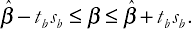 Calculating a confidence interval for β