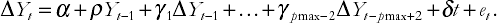 Testing involving α, γ1, ..., γp−1, and δ