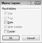 Restore deleted placeholders from the slide master.