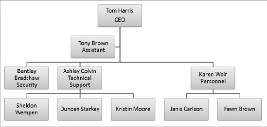 This is the standard layout for a branch of an organization chart.