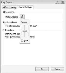 You can set the volume for an individual sound in comparison to the overall volume for the entire presentation.