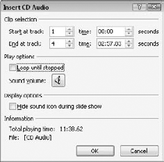 You can specify a starting and ending track, as well as a time within those tracks.