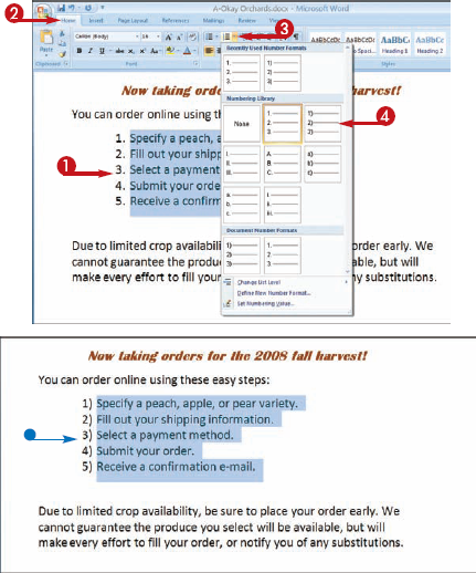 Create Bulleted or Numbered Lists