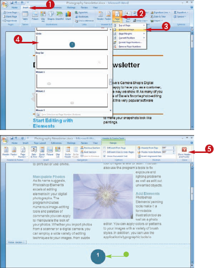 Insert Page Numbers and Page Breaks